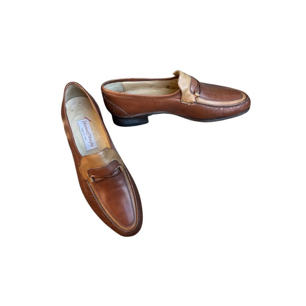 Johnston & Murphy Italian Made Two Tone Brown Dress Shoes Oxfords Size 8.5 M - Picture 3 of 12